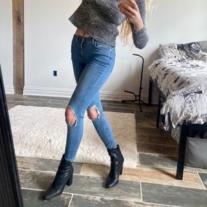Form Fitting Free People Ripped Jeans